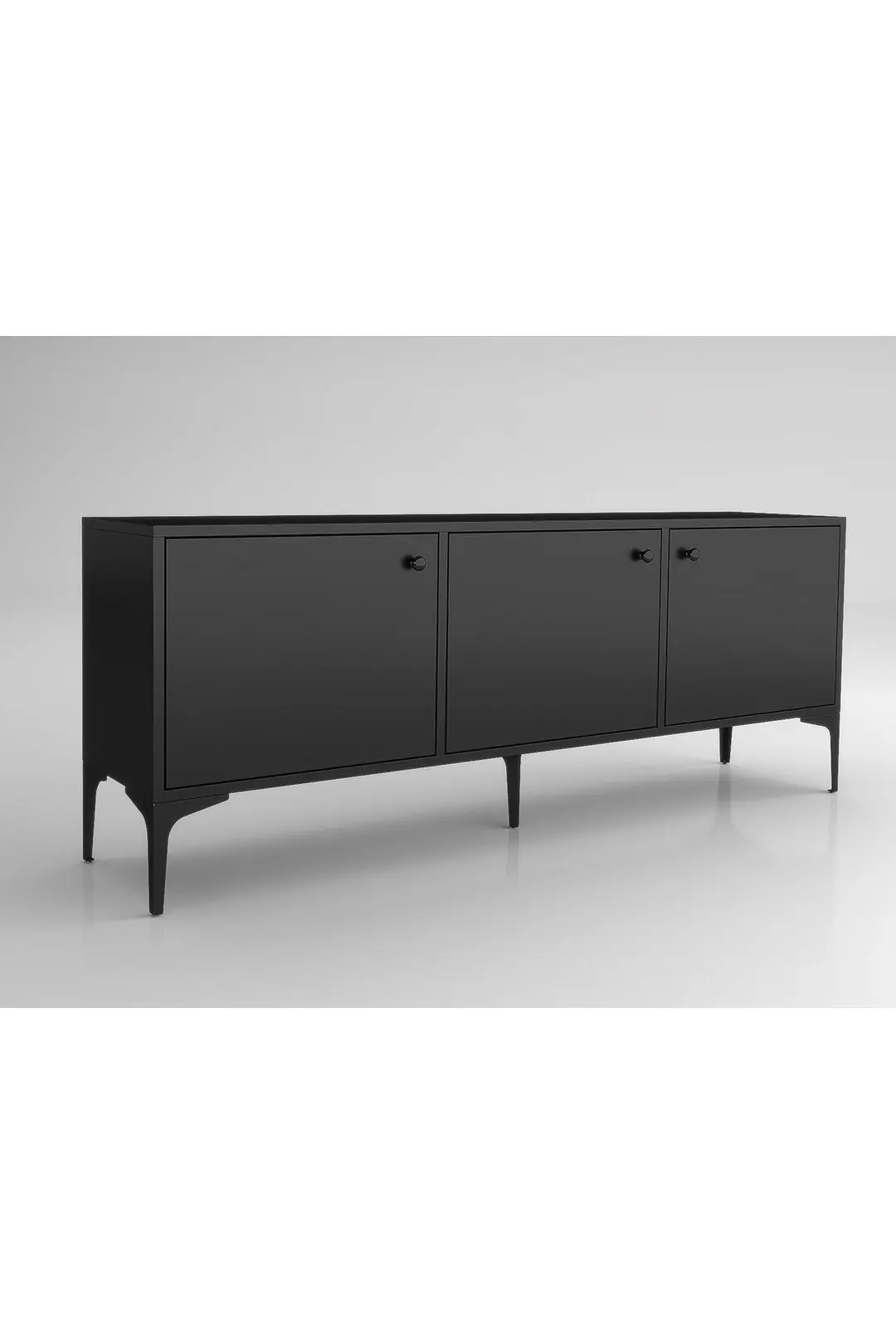 Bello 160 Cm Metal Ayaklı Tv Ünitesi - Konsol - Siyah / Siyah